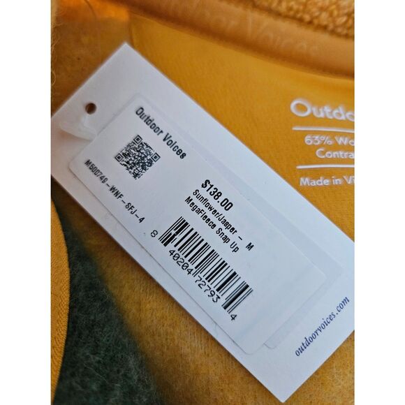 NWT Outdoor Voices Unisex MegaFleece Quarter-snap Pull-over Size M Yellow Green - Picture 3 of 6